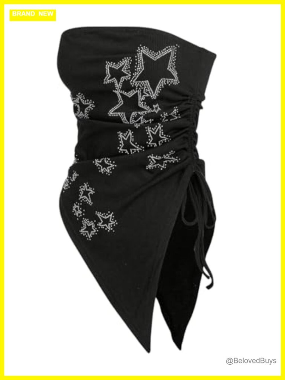 Plus Size Ruched Asymmetrical Star Tube Top Rhinestone Strapless Y2K